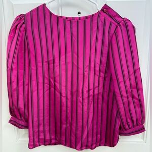 Vintage Fuchsia and Black Striped Blouse
